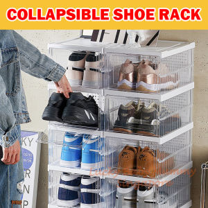 Collapsible Shoe Rack Foldable Transparent Clear Shoe Cabinet Dustproof Storage Household Large Capacity/Local Stock