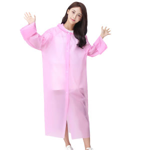 Jas Hujan Kancing Ponco Dewasa Kekinian Bahan Eva Tebal Transparan Lengan Karet Waterproof-80522