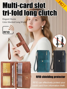 Womens Fashion Trifold Long Wallet Multi Card Position