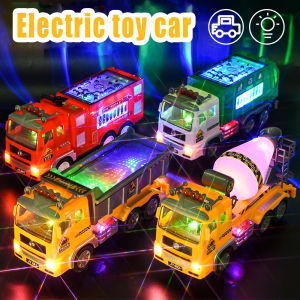 Electric Fire Truck Policecar Transporter Mixer Truck Toy Big Size Music Light Simulation Toy Cars for Kids