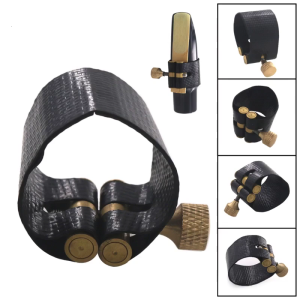Single Screw Adjustment PU Leather Alto Saxophone Fastener Clip Compact Sax Ligature for Tenor/Alto/Saxophone Mouthpiece