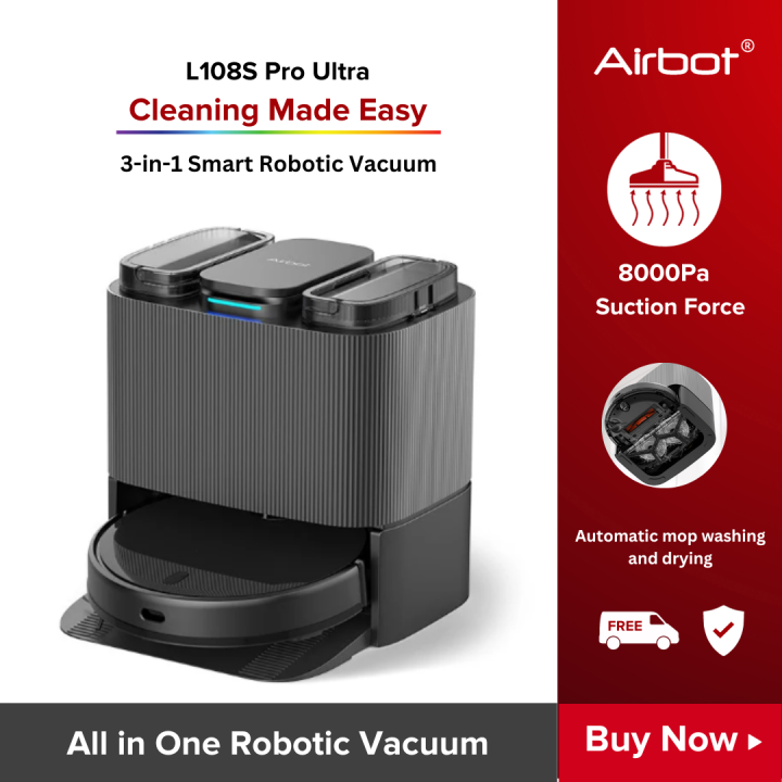 Airbot Robotic Vacuum L108S Pro Ultra, 8000Pa, Auto Washing Mop, Auto