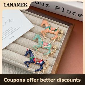 【 CANAMEK 】 Vintage Court Style Enamel Galloping War Horse Brooches Pins For Women Clothing Accessories Men Fashion Suit Lapel Corsage