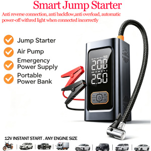 Car Battery Jump Starter with Air Pump Power Bank USB Fast Charging LED Light for Car SUV Motorcycle Emergency