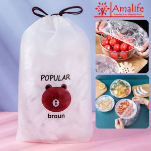 Combo 100 Màng Bọc Thực Phẩm Có Chun Co Dãn Tái Sử Dụng Được Kèm Túi Gấu