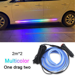 SEAMETAL 2pcs Led RGB Car Door Lights Strip Decorative Atmosphere Lights With APP Music Control Auto Door Side Welcome Light 12V