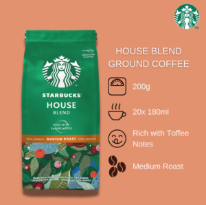 สินค้าใหม่เม็ดกาแฟบดสำเร็จ Starbucks® กาแฟ สตาร์บัคส์ บดสำเร็จพร้อมชง 200กรัม พร้อมส่งใหม่