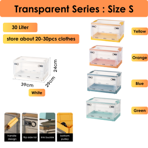 Portable Transparent Storage Box Foldable Multipurpose Household Stackable Storage Cabinet (Multi Sizes) Large Capacity