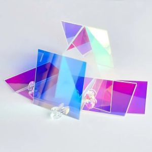 Iridescent Mirror Acrylic Sheet 1-10mm Transparent Rainbow Holographic Plexiglass Dichroic Color Shift Decor Board For DIY