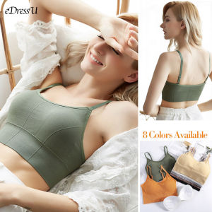 eDressU 2025 Sport Bra Women Tops Tank Camisole Detachable Padded Tops Stretchy Wireless Daily Night Bra WJS-646