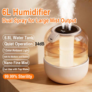 Humidifier 6.8L Lager Ultrasonic humidifier air purifier for room LED Night Light Digital Display