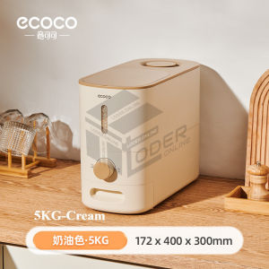 LODER ECOCO Kotak Penyimpanan Beras Rumah 10kg/5KG - Tong Beras Tertutup Kelembapan Kalis Serangga dengan Pendispensan Kuantitatif Home Rice Storage Box 10kg/5KG - Sealed Moisture Insect-Proof Rice Barrel with Quantitative Dispensing