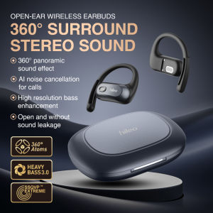 HILEO hi93 open non in ear hanging Bluetooth earphones with directional sound transmission and digital display one to two music game AI