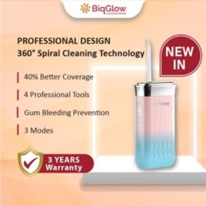 BiqGlow 【Professional Design】 360° Spiral Cleaning Tech Water Flosser Dental Floss Oral Cordless Rechargeable WF-100