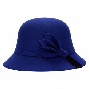 SIXIS Trang trí bằng nơ. Mũ Fedora Hình dạng vòm. Mùa Thu Đông Mũ lưỡi trai Cổ điển Thanh lịch Mũ Bucket Dành cho các bạn nữ