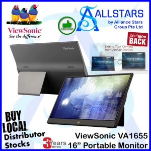 (ALLSTARS: We are Back) Viewsonic VA1655 15.6” USB-C Lightweight Portable Monitor / USB-C / HDMI connectivity (Warranty 3years with Viewsonic SG)