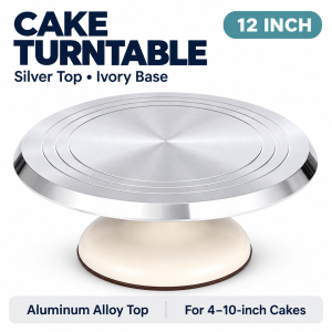 Cake Turntable 12 Inch Aluminum Alloy Revolving Cake Stand for Decorating Icing Frosting and Piping Baking Tool for Home Bakers and Cake Shops