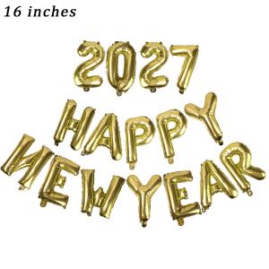 Colorful 16 Inch Foil Balloons Happy New Year 2027 Alphabet Set for Christmas Party Festival Home Decoration Supplies