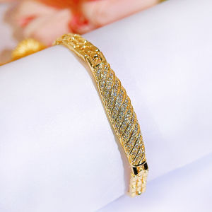 SEQUITO Newest Style Ladies Wrist Jewelry Yellow Golden Plated Micro Pave Shiny Zirconia Trendy Wedding Party Bracelet B346