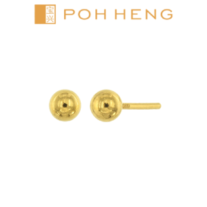Poh Heng Jewellery 24K Bead Earrings in Yellow Gold-5mm[Price By Weight]