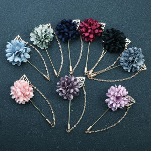 1Pc Korean Classic Fabric Handmade Rose Emerald Edge Brooch Multi Color Versatile Long Needle Insertion Brooches Accessory
