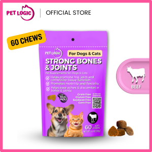 Pet Logic Strong Bones & Joints 120g Dog & Cat Treats Supplement Snack : Dog Probiotics Dog Multivitamins Dog Supplements Appetite Booster for Dogs Puppy Food Adult Dog Food for Jolly Joints Support