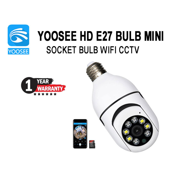 【YOOSEE】E27 Bulb Socket WIFI Wireless IP CCTV 360 Rotation Two Way