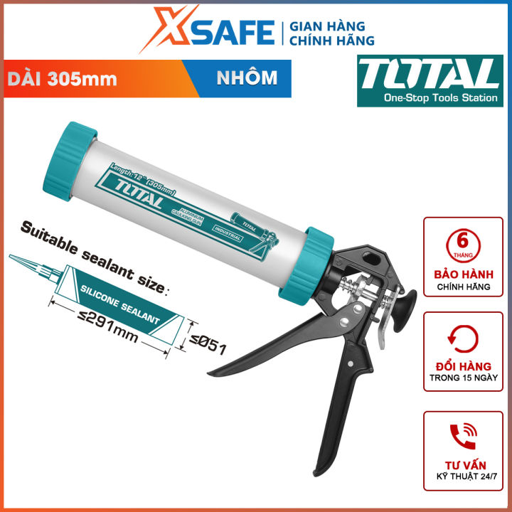 Súng bơm keo silicon thân nhôm TOTAL THT20112 | súng bơm silicon ống ...