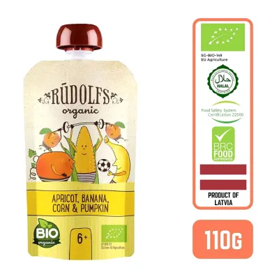 Rudolfs Baby Organic Apricot Banana Corn & Pumpkin 6+ Months