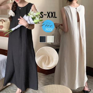 Belly Loose Sleeveless Vest Dress Summer Solid Color Hollow Out Backless Dresses