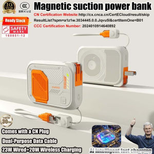 Ccc Certified  Mini Magnetic Suction  With Stand&Cable Wireless 20000mAh  For  16 15 14 13 12 Pro Plus MAX Built In DualCable 30W 3c Certified  Fast Charging Charger Portable 充电宝