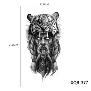 BENNETTGC Flower Skull Warrior Tiger Wolf Large Tribal Lion Tattoo Sleeve Fake Tattoo Stickers Temporary Tattoos Black Tattoo Sticker