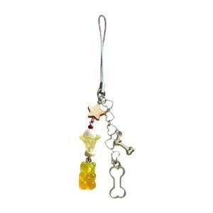 Lovely Animal Charm Beaded Phone Lanyard with Fruity Accent Lightweight Decorative for Electronics Cases