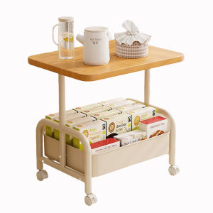 Kumall โต๊ะกาแฟมีล้อ ความจุใหญ่ เคลื่อนย้ายสะดวก แข็งแรงทนทาน โต๊ะข้างโซฟา โต๊ะกาแฟเคลื่อนที่ โต๊ะข้างโซฟาขนาดเล็ก โต๊ะข้างเตียง