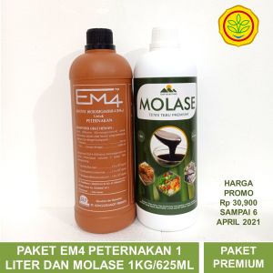PAKET EM4 PREMIUM 1 BOTOL EM4 PETERNAKAN 1 LITER DAN 1 BOTOL MOLASE 1000gr/ 625ml