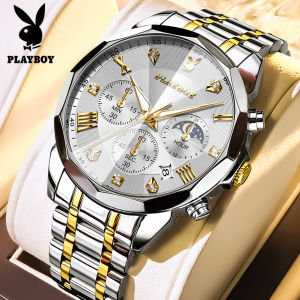 PLAYBOY watch for men 100% original waterproof chronograph luminous moon phase fashion diamond dial with gift box