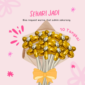 Buket Balon Bunga Wrapping 10 Tangkai / Flower Buket Balon Viral / Kado Gift Wisuda Graduation Ulang Tahun Anniversary / Gift Lucu / kado ulang tahun cewek / Buket Bunga / Set