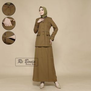 Seragam pemda wanita  seragam asn  seragam pns coklat tua  stelan pdh kheki tua wanita rok A