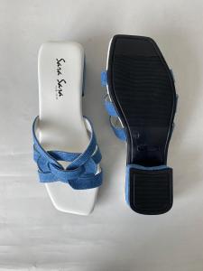 Sara Sara Evelyn Sandal Selop Wanita Square Toe Hak 4cm Motif Glitter Korea Style