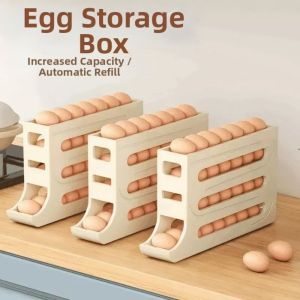 SQMETR Nhựa Hộp đựng trứng Dung lượng lớn 4 lớp Giá đựng trứng trong tủ lạnh  Có thể xếp chồng lên nhau Hộp đựng trứng nhà bếp Sử dụng tại nhà