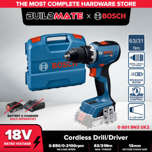 BUILDMATE Bosch 18V Cordless Brushless Drill Driver GSR18V-65  UNIT / SET 13MM durable brushless motor