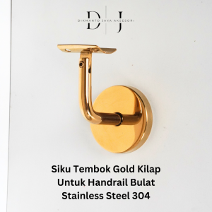Siku Tembok Gold Untuk Handrail Bulat Stainless Steel 304 (Banister)(Handrail)(Flexible Bracket)