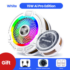 BlueWow AI Intelligent Frequency Conversion Mobile Phone Cooling Fan Digital Display 3 Adjustable Gears PUBG Game Cooler Back-clip Phone Cooler RGB Phone Cooling Fan x110