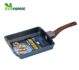 Chảo vuông Ecoramic Size 16x19cm/21x24cm Chảo đúc trứng vân đá đáy từ chống dính Ecoramic Hàn Quốc