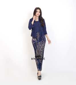 HN MODE - Setelan kebaya kutubaru brokat mix rok plisket floral terbaru