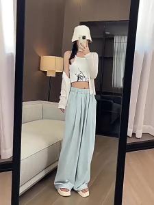 High-end Vinegar Yogurt Pants for Women 2025 Summer New Lazy Style Japanese Straight Casual Yamamoto Wide-Leg Pants for Women