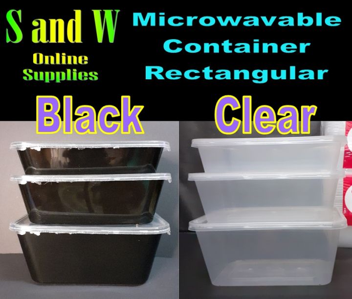 BLACK & CLEAR Microwavable Container for Takeout, Rectangular, 10
