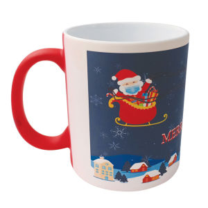 MyMug Personalized Custom Printed" Flying Santa with Full Moon" 10oz Ceramic Colour Changing Mug Coloured inside and Handle Coffee Mug Cup CP06