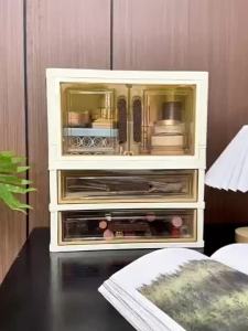 penyimpanan kosmetik a ins/meja rias/instalasi yang dapat dilipat/tahan debu meja rak multi-layer tipe laci transparan