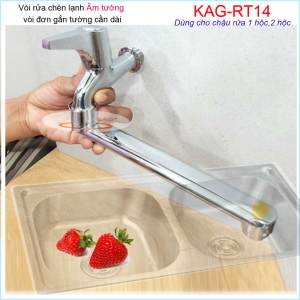 [HCM]Vòi bếp lạnh gắn tường KAG-RT14 cần dài  vòi chậu rửa chén bát âm tường nước mạnh sử dụng tốt